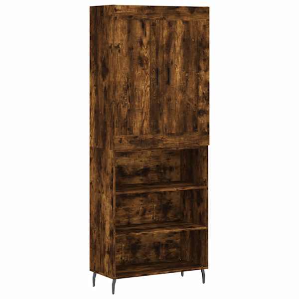 Kõrge kapp, suitsutatud tamm, 69,5 × 34 × 180 cm, tehispuit
