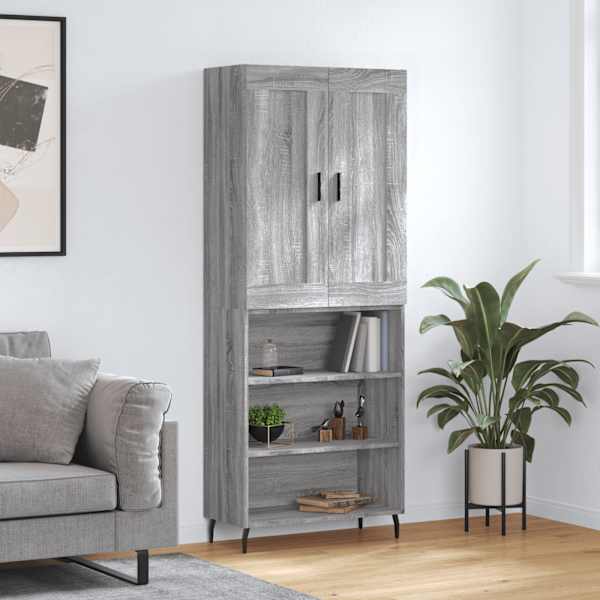 Kõrge kapp, hall Sonoma tamm, 69,5 × 34 × 180 cm, tehispuit
