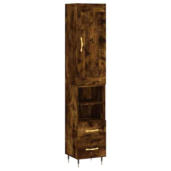 Kõrge kapp, suitsutatud tamm, 34,5 × 34 × 180 cm, tehispuit