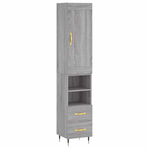 Kõrge kapp, hall Sonoma tamm, 34,5 × 34 × 180 cm, tehispuit