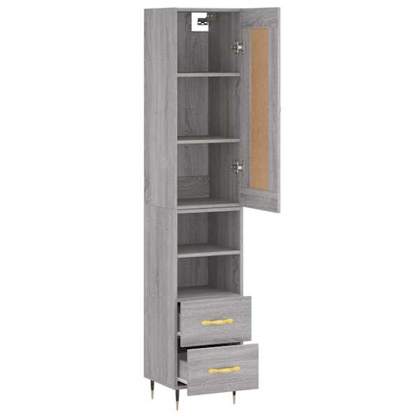 Kõrge kapp, hall Sonoma tamm, 34,5 × 34 × 180 cm, tehispuit