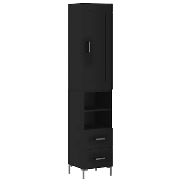Kõrge kapp, must, 34,5 × 34 × 180 cm, tehispuit