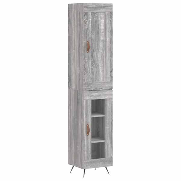 Kõrge kapp, hall Sonoma tamm, 34,5 × 34 × 180 cm, tehispuit