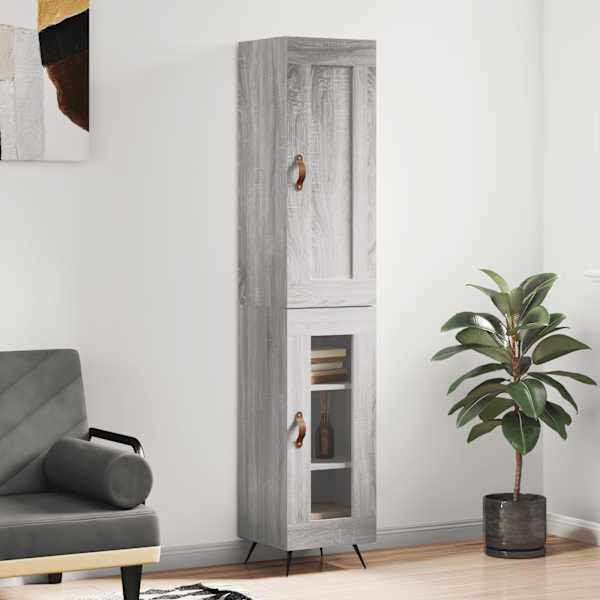 Kõrge kapp, hall Sonoma tamm, 34,5 × 34 × 180 cm, tehispuit