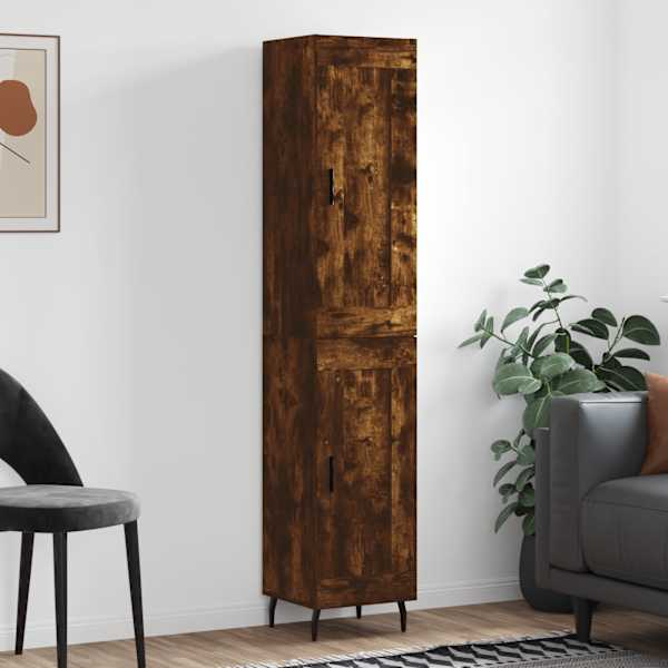 Kõrge kapp, suitsutatud tamm, 34,5 × 34 × 180 cm, tehispuit