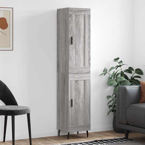 Kõrge kapp, hall Sonoma tamm, 34,5 × 34 × 180 cm, tehispuit