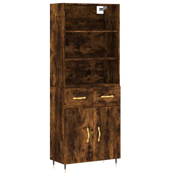 Kõrge kapp, suitsutatud tamm, 69,5 × 34 × 180 cm, tehispuit