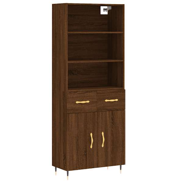Kõrge kapp, pruun tamm, 69,5 × 34 × 180 cm, tehispuit