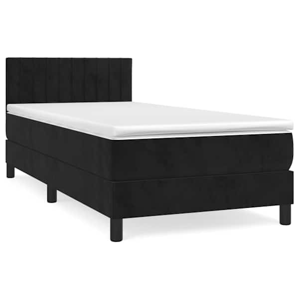 Kontinentaalvoodi koos madratsiga, must, 90 × 200 cm, samet — mudel 3141403