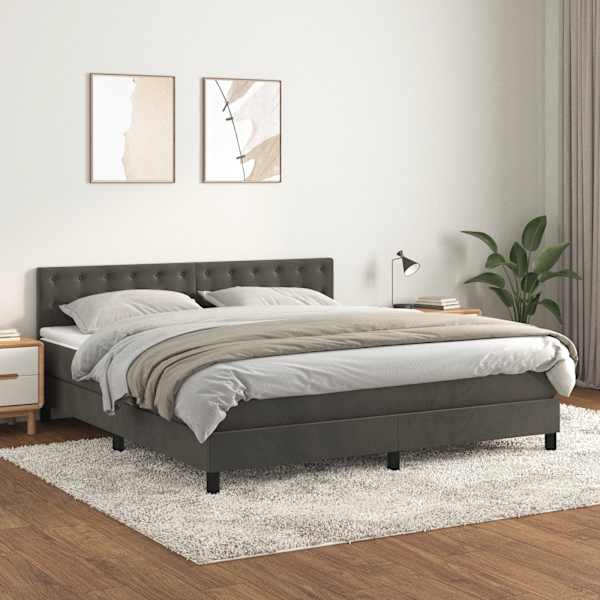 Kontinentaalvoodi koos madratsiga, tumehall, 160 × 200 cm, samet — mudel 3141552