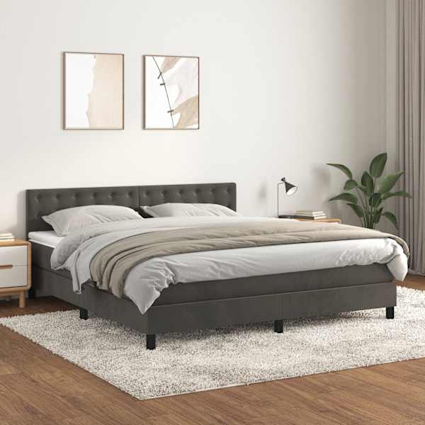 Kontinentaalvoodi koos madratsiga, tumehall, 180 × 200 cm, samet — mudel 3141558