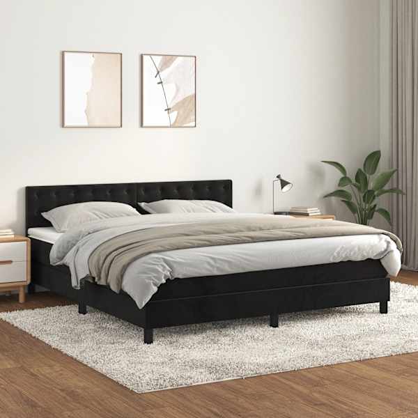 Kontinentaalvoodi koos madratsiga, must, 180 × 200 cm, samet — mudel 3141559