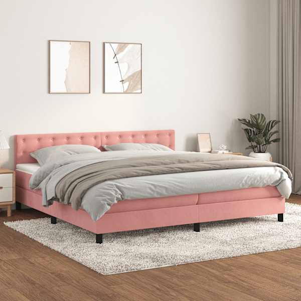 Kontinentaalvoodi koos 2 madratsiga, roosa, 200 × 200 cm, samet — mudel 3141568