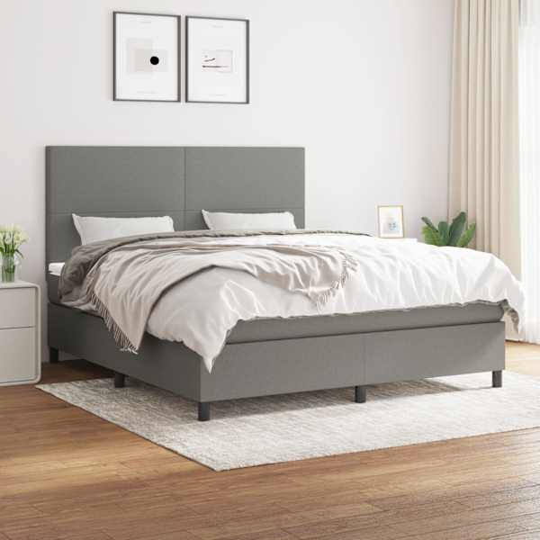 Kontinentaalvoodi koos madratsiga, tumehall, 160 × 200 cm, kangas — mudel 3141626