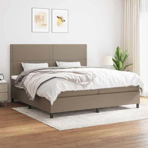 Kontinentaalvoodi koos 2 madratsiga, pruunikashall, 200 × 200 cm, kangas — mudel 3141725