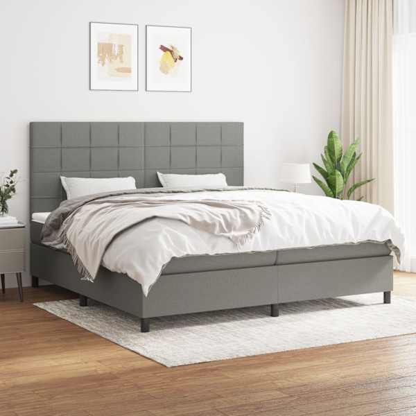 Kontinentaalvoodi koos 2 madratsiga, tumehall, 200 × 200 cm, kangas — mudel 3141802