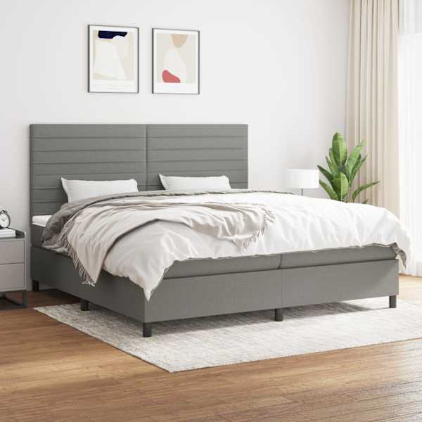 Kontinentaalvoodi koos 2 madratsiga, tumehall, 200 × 200 cm, kangas — mudel 3141882