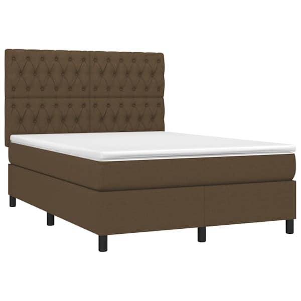 Kontinentaalvoodi koos madratsiga, tumepruun, 140 × 190 cm, kangas — mudel 3142012