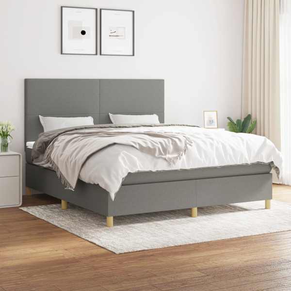 Kontinentaalvoodi koos madratsiga, tumehall, 160 × 200 cm, kangas — mudel 3142186