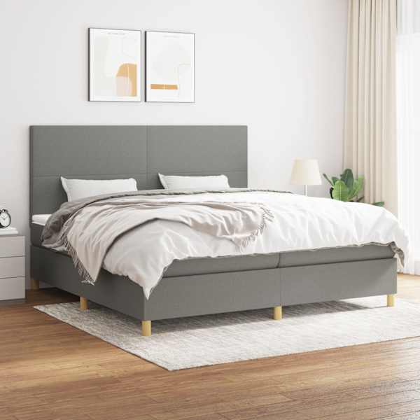 Kontinentaalvoodi koos 2 madratsiga, tumehall, 200 × 200 cm, kangas — mudel 3142202