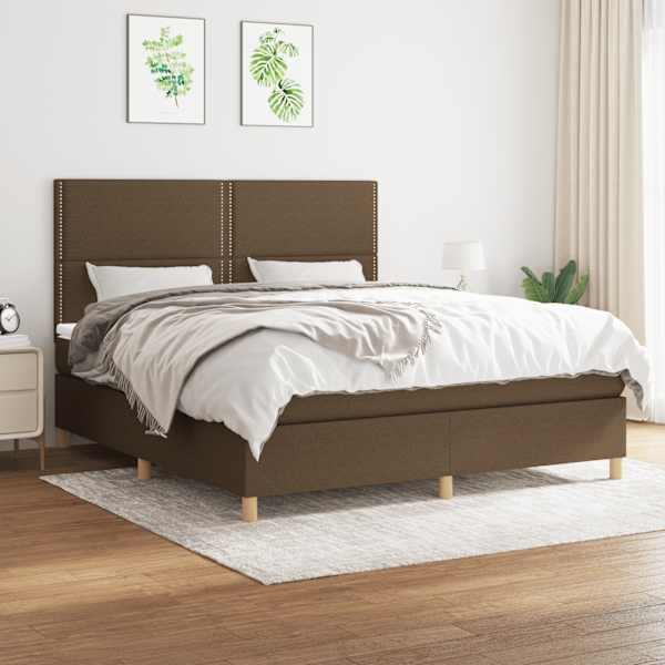 Kontinentaalvoodi koos madratsiga, tumepruun, 180 × 200 cm, kangas — mudel 3142276