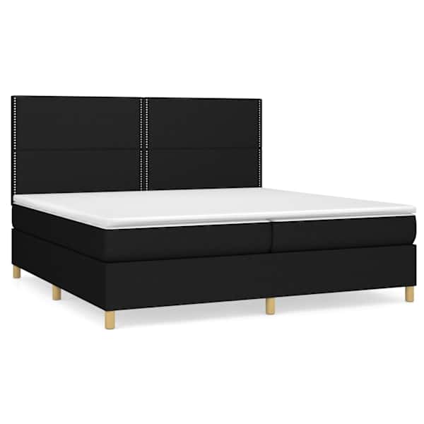 Kontinentaalvoodi koos 2 madratsiga, must, 200 × 200 cm, kangas — mudel 3142283
