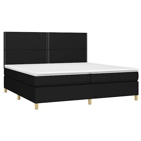 Kontinentaalvoodi koos 2 madratsiga, must, 200 × 200 cm, kangas — mudel 3142283