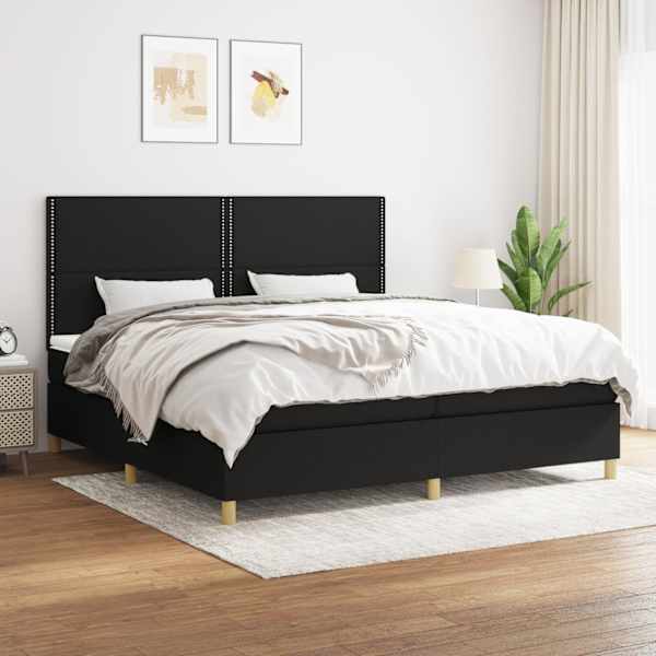 Kontinentaalvoodi koos 2 madratsiga, must, 200 × 200 cm, kangas — mudel 3142283