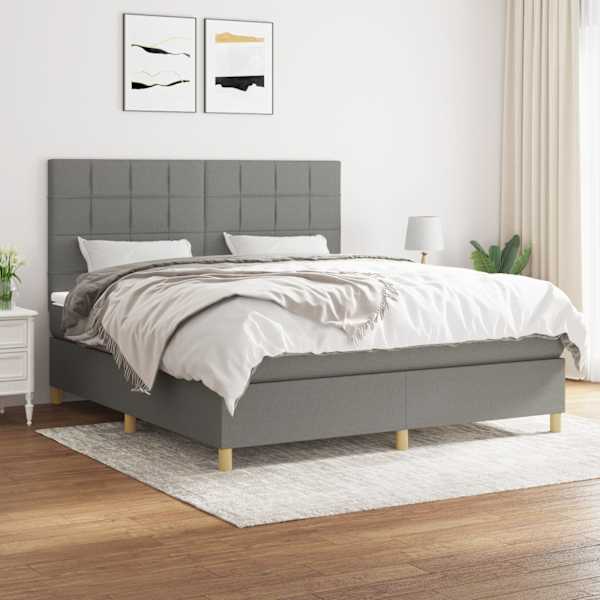 Kontinentaalvoodi koos madratsiga, tumehall, 160 × 200 cm, kangas — mudel 3142346
