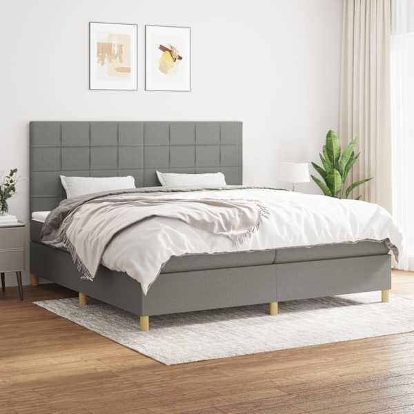 Kontinentaalvoodi koos 2 madratsiga, tumehall, 200 × 200 cm, kangas — mudel 3142362