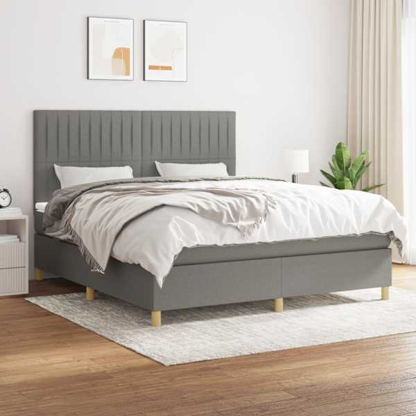 Kontinentaalvoodi koos madratsiga, tumehall, 160 × 200 cm, kangas — mudel 3142506