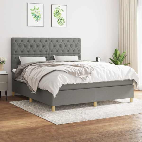 Kontinentaalvoodi koos madratsiga, tumehall, 160 × 200 cm, kangas — mudel 3142586