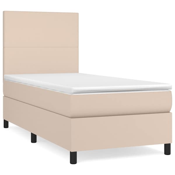 Kontinentaalvoodi koos madratsiga, cappuccino, 100 × 200 cm, kunstnahk — mudel 3142712