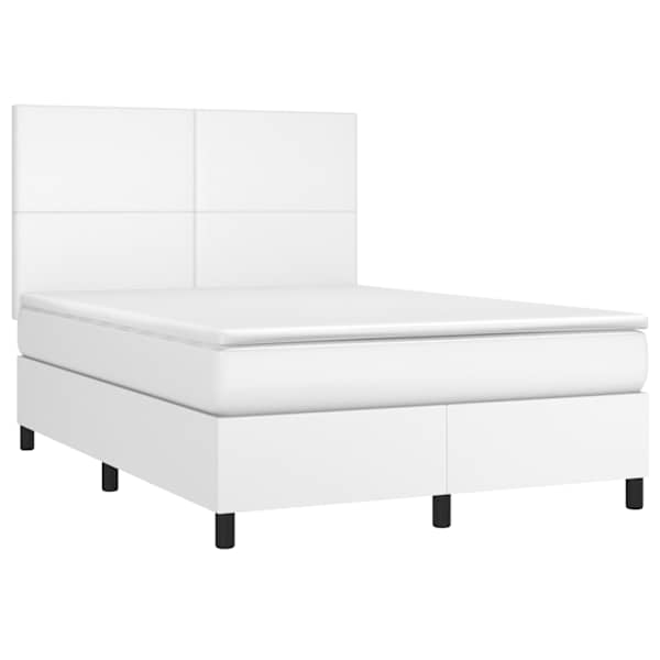 Kontinentaalvoodi koos madratsiga, valge, 140 × 200 cm, kunstnahk — mudel 3142726
