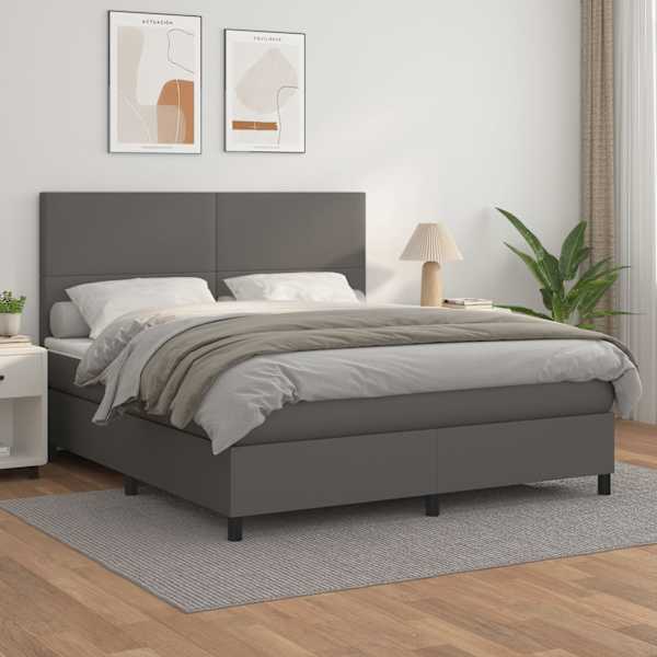 Kontinentaalvoodi koos madratsiga, hall, 160 × 200 cm, kunstnahk — mudel 3142735