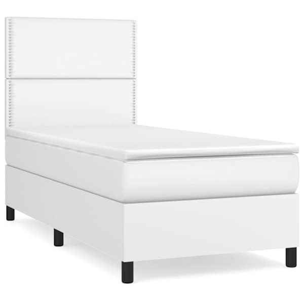 Kontinentaalvoodi koos madratsiga, valge, 100 × 200 cm, kunstnahk — mudel 3142768