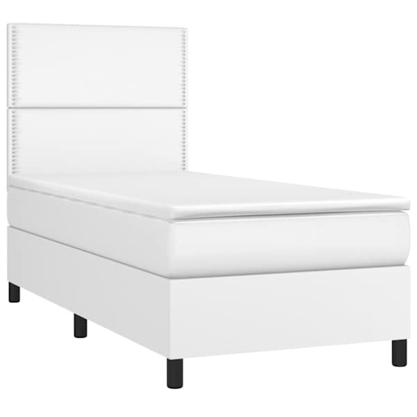 Kontinentaalvoodi koos madratsiga, valge, 100 × 200 cm, kunstnahk — mudel 3142768