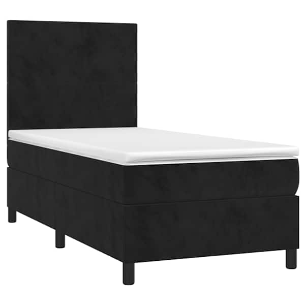 Kontinentaalvoodi koos madratsiga, must, 80 × 200 cm, samet