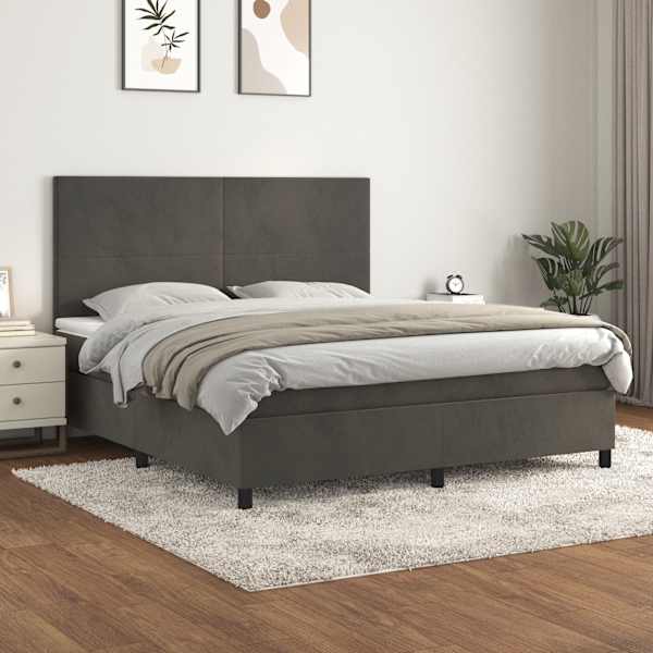 Kontinentaalvoodi koos madratsiga, tumehall, 160 × 200 cm, samet — mudel 3142912
