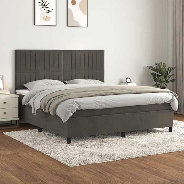 Kontinentaalvoodi koos madratsiga, tumehall, 160 × 200 cm, samet — mudel 3143152