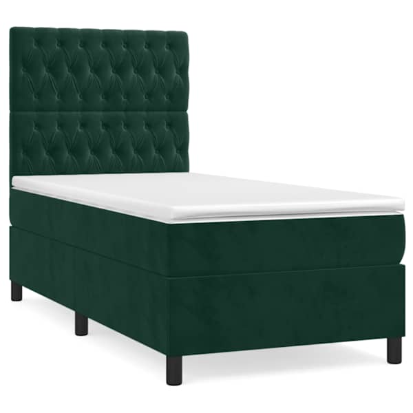 Kontinentaalvoodi koos madratsiga, tumeroheline, 100 × 200 cm, samet — mudel 3143190