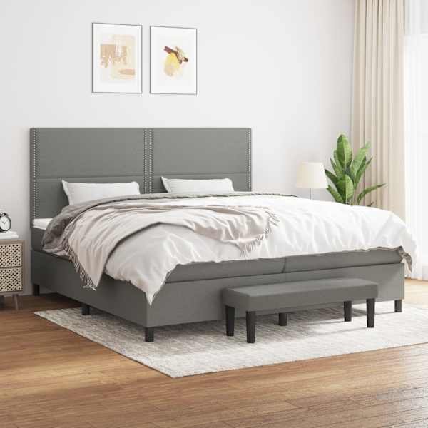 Kontinentaalvoodi koos 2 madratsiga, tumehall, 200 × 200 cm, kangas — mudel 3136622