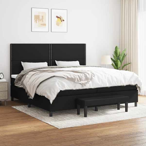Kontinentaalvoodi koos 2 madratsiga, must, 200 × 200 cm, kangas — mudel 3136623
