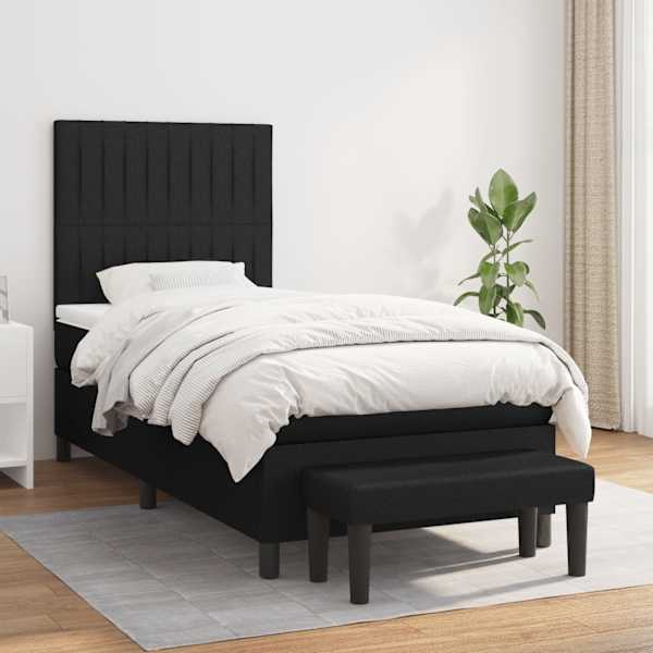 Kontinentaalvoodi koos madratsiga, must, 100 × 200 cm, kangas — mudel 3136735