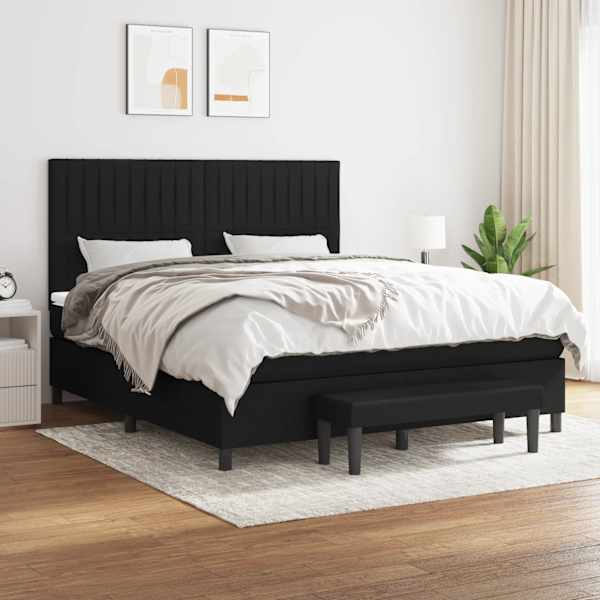 Kontinentaalvoodi koos madratsiga, must, 160 × 200 cm, kangas — mudel 3136767