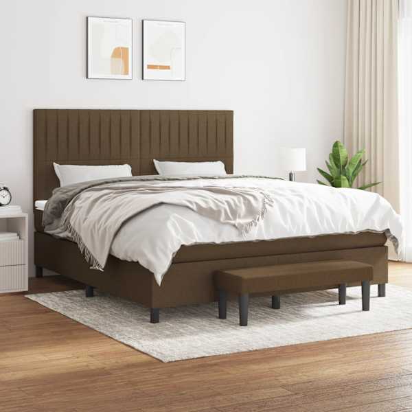 Kontinentaalvoodi koos madratsiga, tumepruun, 180 × 200 cm, kangas — mudel 3136776