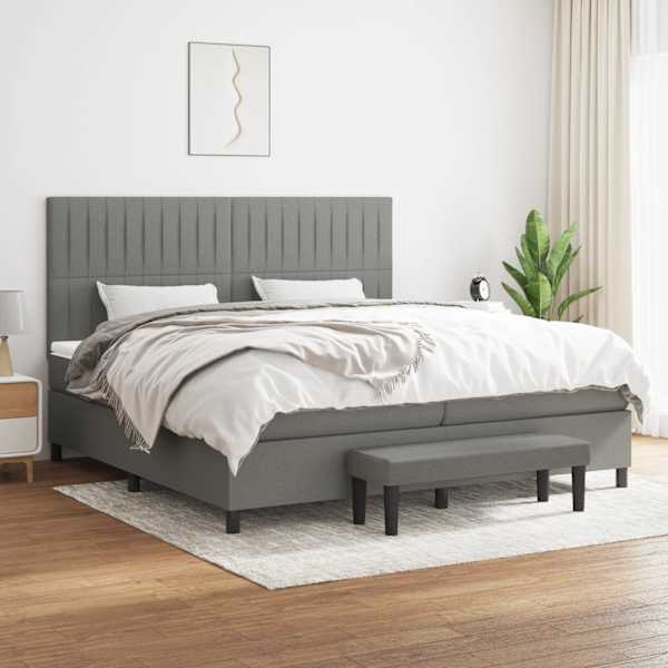 Kontinentaalvoodi koos 2 madratsiga, tumehall, 200 × 200 cm, kangas — mudel 3136782