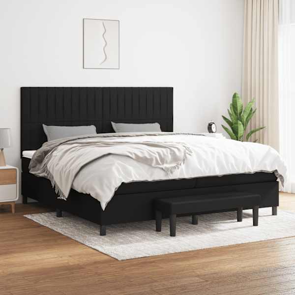 Kontinentaalvoodi koos 2 madratsiga, must, 200 × 200 cm, kangas — mudel 3136783