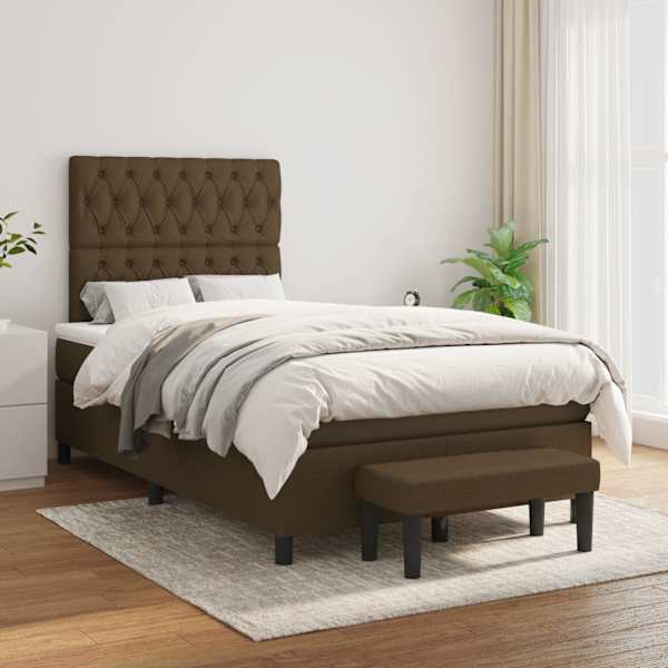 Kontinentaalvoodi koos madratsiga, tumepruun, 120 × 200 cm, kangas — mudel 3136824