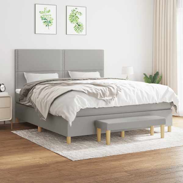 Kontinentaalvoodi koos madratsiga, helehall, 180 × 200 cm, kangas — mudel 3137093